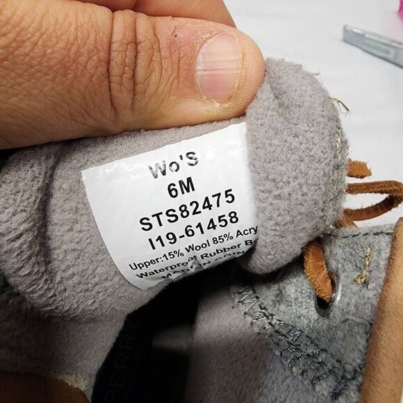 Sperry Women's 6 Top-Sider Saltwater Emboss Wool Duck Boot Grey - Picture 9 of 10